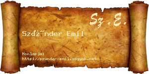 Szünder Emil névjegykártya